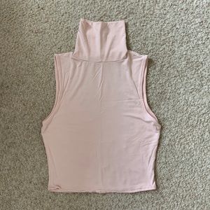 Light pink cotton high neck crop top